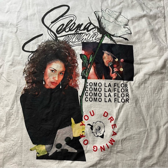 Selena Quintanilla T-Shirt S/S Men's Size L White Como La Flor Dreaming of You** - Picture 1 of 3
